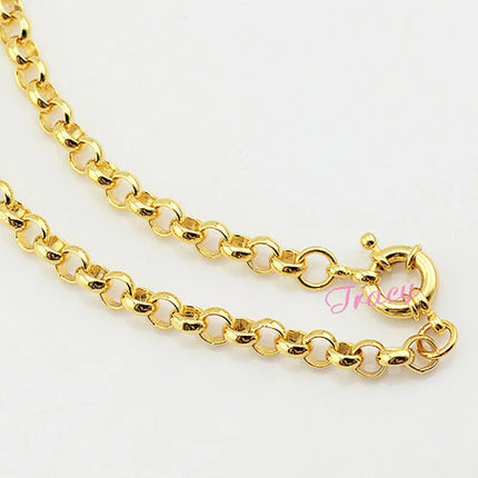 Set di gioielli da donna da uomo da 6 mm, set di braccialetti con collana Rolo a maglie color oro giallo unisex platinumshop