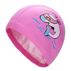 Cuffia da nuoto per bambini Tessuto PU impermeabile Simpatico cartone animato Animale Delfino Proteggi le orecchie Capelli lunghi Ragazzi Ragazze Cuffia da piscina Cappello