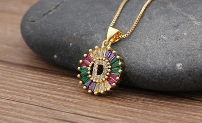 Nidin vendita calda iniziale multicolore zircone collana fascino lettera collana nome gioielli per donna uomo accessori regalo per feste