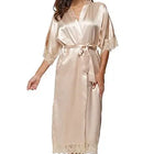 Estate Patchwork di pizzo Raso Kimono Robe Indumenti da notte sexy Lingerie Camicie Donna Camicia da notte lunga in seta Abiti da damigella d'onore da sposa