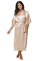 Estate Patchwork di pizzo Raso Kimono Robe Indumenti da notte sexy Lingerie Camicie Donna Camicia da notte lunga in seta Abiti da damigella d'onore da sposa