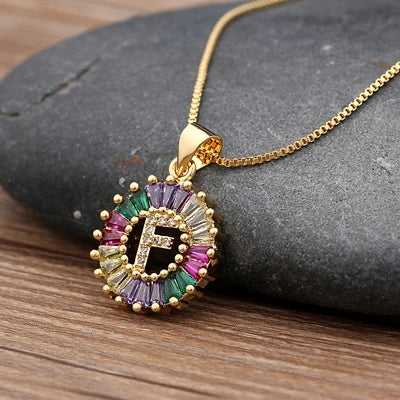 Nidin vendita calda iniziale multicolore zircone collana fascino lettera collana nome gioielli per donna uomo accessori regalo per feste