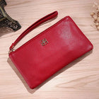 Portafoglio lungo casual da donna in pelle PU con grana litchi, tasca per telefono con cerniera, porta carte di credito, portamonete femminile