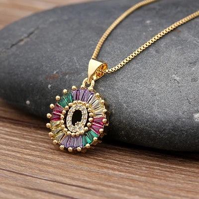 Nidin vendita calda iniziale multicolore zircone collana fascino lettera collana nome gioielli per donna uomo accessori regalo per feste
