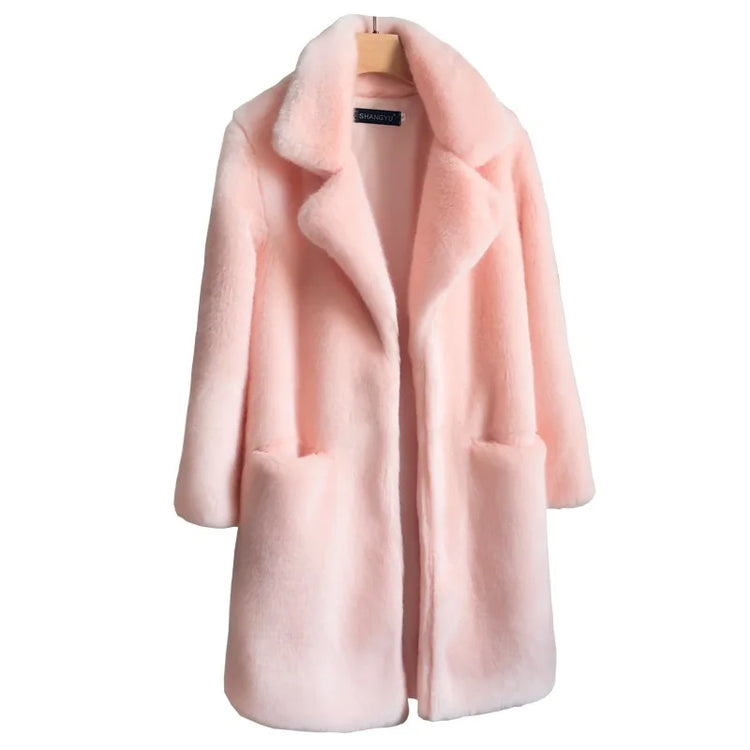 Lmitation Mink Plush Fur Coat Female 2021 Winter Thick High End Rex Rabbit Hair Fur Coats Plus Size Warm Women Faux Fur Coats