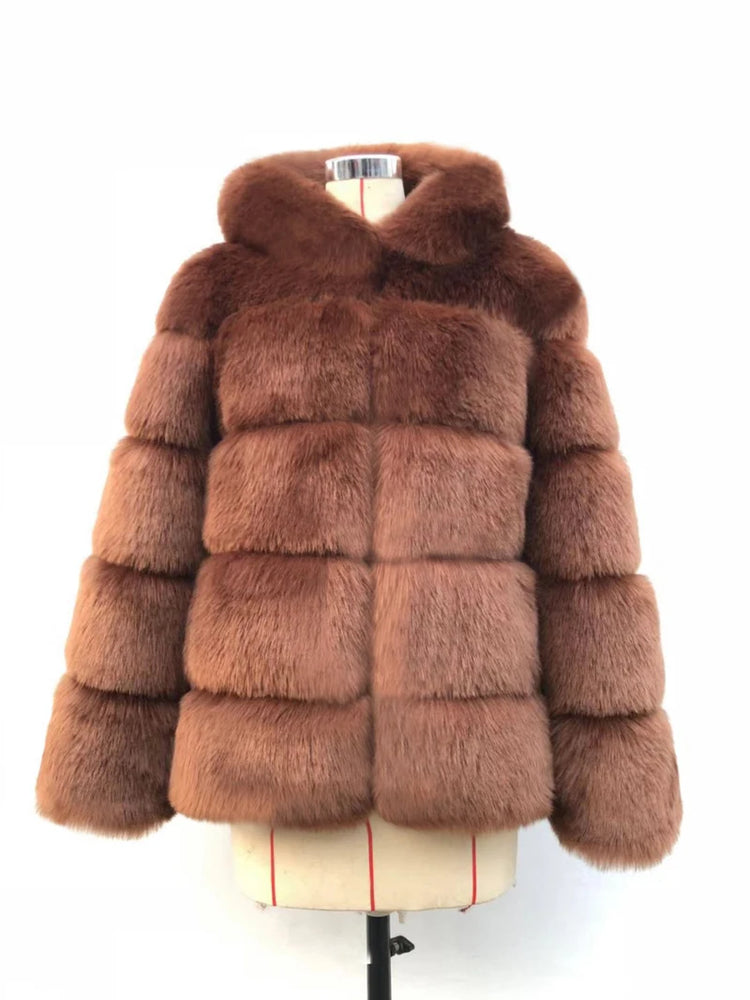 ZADORIN Winter Thick Warm Fluffy Faux Fur Coat Women Furry Hooded Long Sleeve Faux Fur Jacket Luxury Fur Coats Female Outerwears