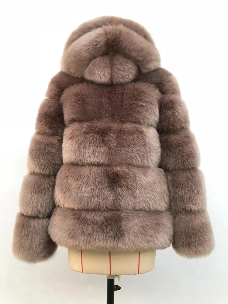 ZADORIN Winter Thick Warm Fluffy Faux Fur Coat Women Furry Hooded Long Sleeve Faux Fur Jacket Luxury Fur Coats Female Outerwears