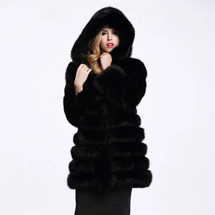 ZADORIN Winter Luxury Faux Mink Fur Coat Hooded Women Thick Warm Fluffy Faux Fur Jacket Ladies Coats Black Pink Fur Coats Top