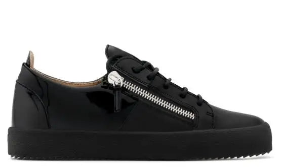 Fashion Black Flat Platform Comfortable Shoes Height Increasing Unisex Casual Sneakers Man Metal Zipper Designer Euro Size 38-45