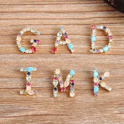 Nidin vendita calda colore arcobaleno iniziale CZ collana fascino lettera ciondolo nome gioielli accessori donna Fine festa regalo di compleanno