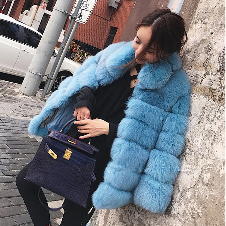 ZADORIN Winter Outerwears Furry Faux Fur Coat Women Stand Collar Long Sleeve Fake Fur Jacket Fur Coats fourrure abrigos mujer