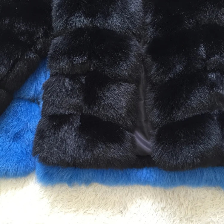 ZADORIN New Luxury Splicing Long Faux Fur Coat Woman Thick Warm Winter Fashion Fluffy Jacket Faux Fur Coats for Woman Outerwears