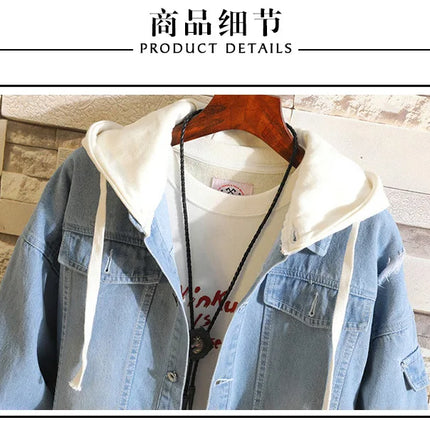Anime Attack on Titan Unisex Streetwear Long Hooded Jeans Jacket Guilty Crown Death Note Harajuku Denim Patchwork Hoodies Coat