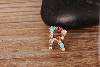 Nidin vendita calda colore arcobaleno iniziale CZ collana fascino lettera ciondolo nome gioielli accessori donna Fine festa regalo di compleanno