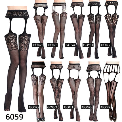 Donne Sexy Lingerie Calze Reggicalze Striscia Calze elastiche Calza a rete nera Coscia Collant velati Collant dropship
