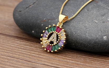Nidin vendita calda iniziale multicolore zircone collana fascino lettera collana nome gioielli per donna uomo accessori regalo per feste