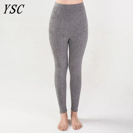 2024 Winter New style Women Cashmere Wool Pants Knitted Soft warmth High elasticity High-quality Slim fit style Classic leggings PlatiNum