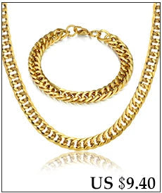 Set di gioielli da uomo Color oro acciaio inossidabile Miami Curb Cuban Link Chain bracciale collana Set Punk Hip Hop gioielli regalo maschile platinumshop