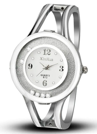 Orologi da donna Bracciale Relogio Feminino Orologio da polso al quarzo moda Orologio da polso da donna in acciaio inossidabile con cristallo Bayan Kol Sat platinumshop