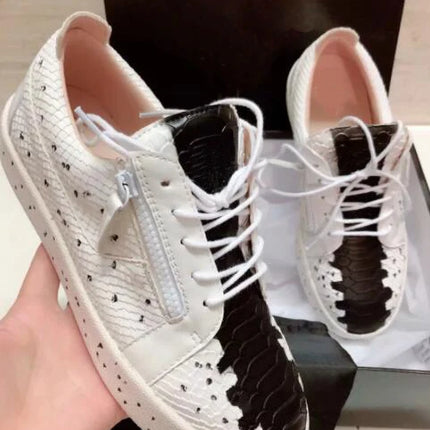 Chentel Noble Leather Men Casual Shoes Party Shoes Men High Quality Flats Splashing ink Sneakers Black White Red Colors Unisex