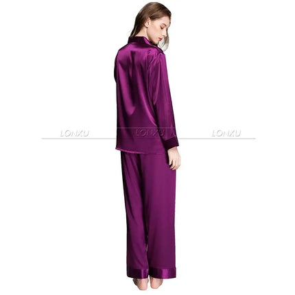 Pigiama da donna in raso di seta Set pigiama da pigiama Set da notte Loungewear S,M, L, XL, 2XL, 3XL Plus Solid _ _ adatto a tutte le stagioni platinumshop