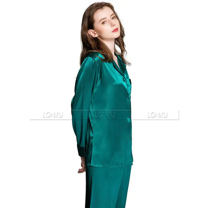 Delle donne di Seta Pigiama di Raso Set Pigiama Pigiama Set PIGIAMA Indumenti Da Notte Loungewear S, M, L, XL, 2XL, 3XL Più Il Formato platinumshop