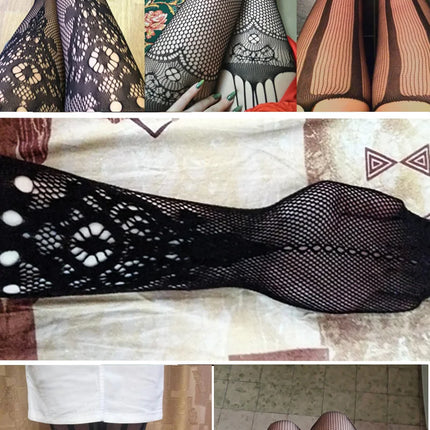 Donne Sexy Lingerie Calze Reggicalze Striscia Calze elastiche Calza a rete nera Coscia Collant velati Collant dropship