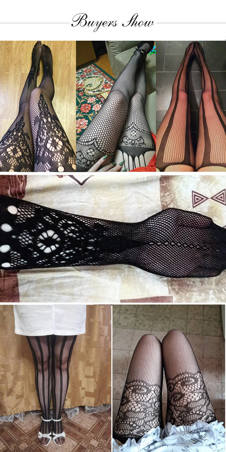 Donne Sexy Lingerie Calze Reggicalze Striscia Calze elastiche Calza a rete nera Coscia Collant velati Collant dropship