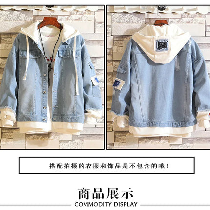 Anime Attack on Titan Unisex Streetwear Long Hooded Jeans Jacket Guilty Crown Death Note Harajuku Denim Patchwork Hoodies Coat