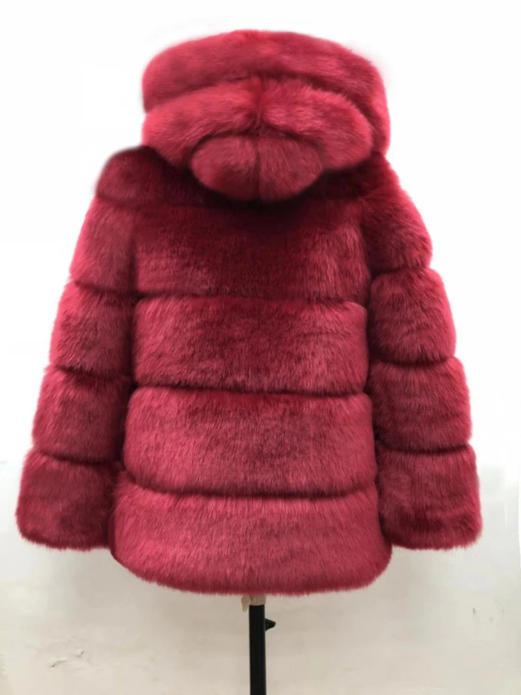 ZADORIN Winter Thick Warm Fluffy Faux Fur Coat Women Furry Hooded Long Sleeve Faux Fur Jacket Luxury Fur Coats Female Outerwears