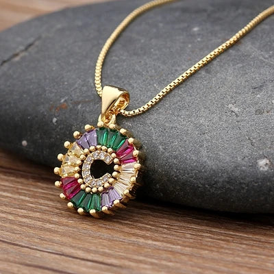 Nidin vendita calda iniziale multicolore zircone collana fascino lettera collana nome gioielli per donna uomo accessori regalo per feste
