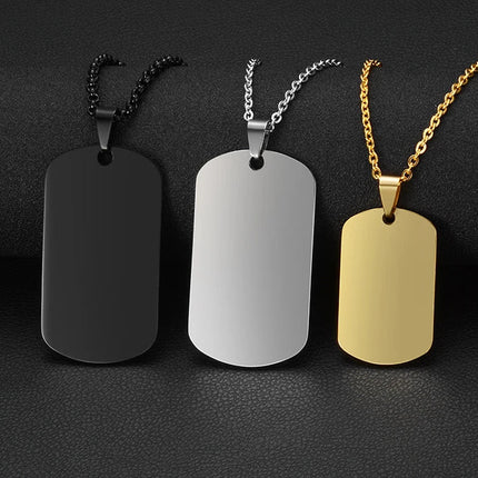 Custom Pictures Photo Necklace for Women Stainless Steel Engrave Family Name Plate Neck Pendant Dog ID name Tag Gifts Punk Rock PlatiNum