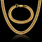 Set di gioielli da uomo Color oro acciaio inossidabile Miami Curb Cuban Link Chain bracciale collana Set Punk Hip Hop gioielli regalo maschile platinumshop