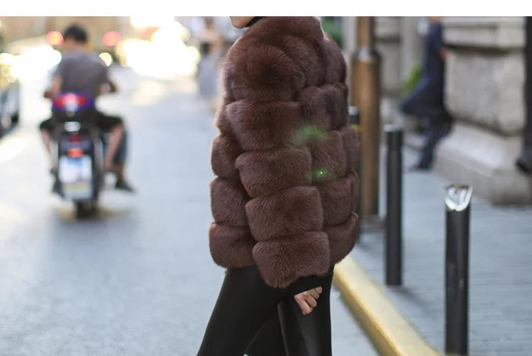 ZADORIN High Quality Thicken Pink Faux Fur Coat Women Winter Stand Collar Long Sleeve Faux Fur Jacket Gilet Fourrure Bontjas