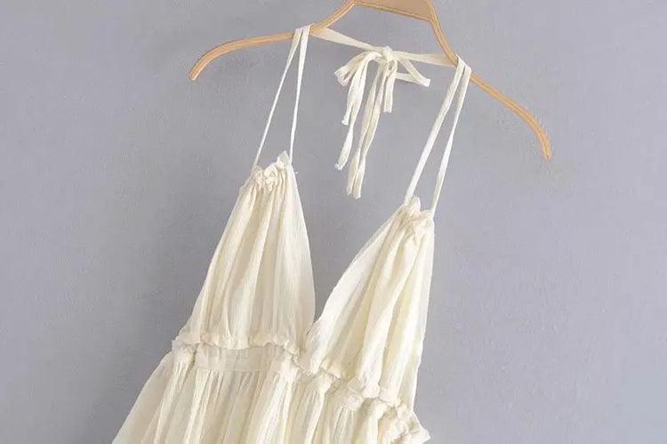 SheMujerSky Abito sexy con giunture in pizzo senza schienale Mini abiti estivi con scollo a V e scollo all'americana Abito da donna Elegante da sera
