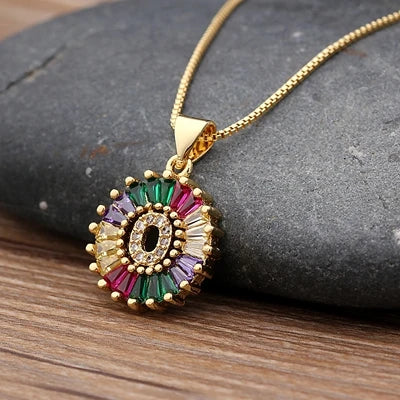 Nidin vendita calda iniziale multicolore zircone collana fascino lettera collana nome gioielli per donna uomo accessori regalo per feste