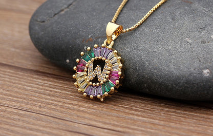 Nidin vendita calda iniziale multicolore zircone collana fascino lettera collana nome gioielli per donna uomo accessori regalo per feste