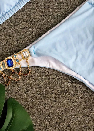 Catene di metallo con scollo all'americana Strass Diamante Bikini Costume da bagno donna Costumi da bagno femminili Due pezzi Bikini set Costume da bagno brasiliano Swim platinumshop