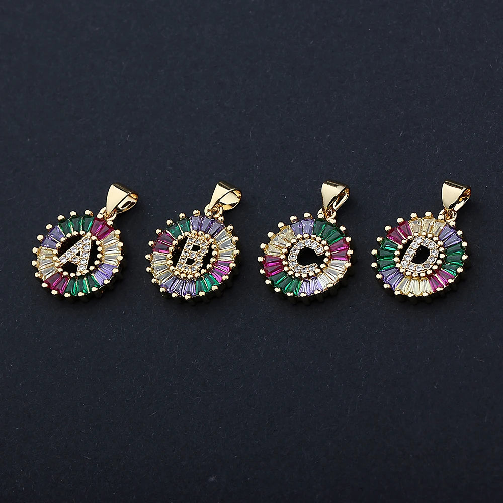 Nidin vendita calda iniziale multicolore zircone collana fascino lettera collana nome gioielli per donna uomo accessori regalo per feste