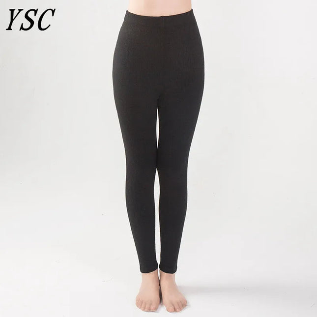 2024 Winter New style Women Cashmere Wool Pants Knitted Soft warmth High elasticity High-quality Slim fit style Classic leggings PlatiNum