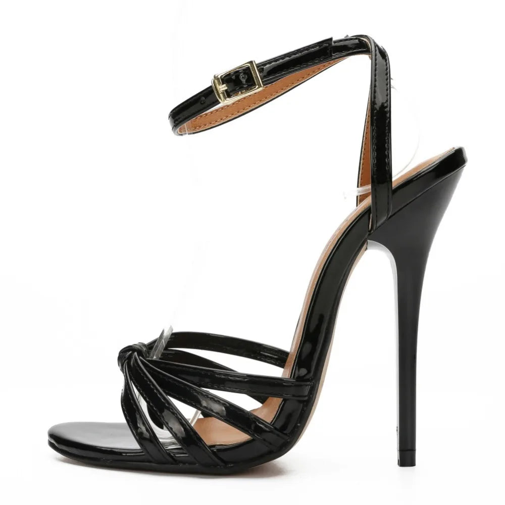 New Oversized Women's Shoes Fake Women's Cross Dressing Fun Shoes large-size 37-48 Thin high heels 13cm lace up women's sandals