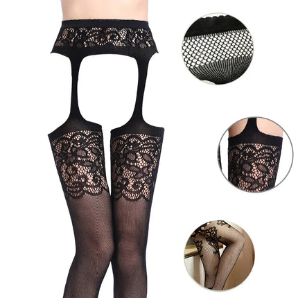 Donne Sexy Lingerie Calze Reggicalze Striscia Calze elastiche Calza a rete nera Coscia Collant velati Collant dropship