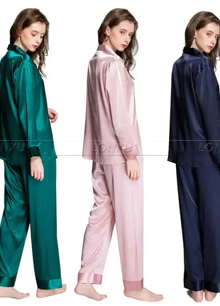 Regalo Delle Donne Raso di Seta Pigiama Set Pigiama Pigiama Set PIGIAMA Indumenti Da Notte Loungewear S, M, L, XL, 2XL, 3XL Più Solido platinumshop