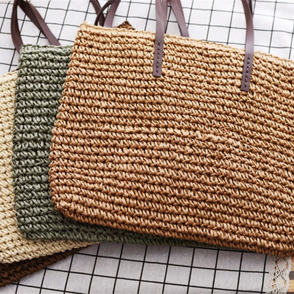 Women's Bag Summer Beach Bag Large Capacity Knitted Straw Hand-woven Rattan Beach Bag Bohemia Leather Women's Shoulder Bag New