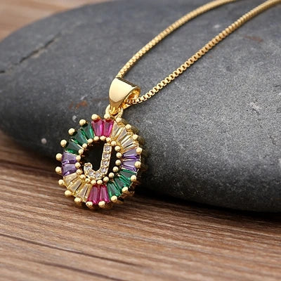 Nidin vendita calda iniziale multicolore zircone collana fascino lettera collana nome gioielli per donna uomo accessori regalo per feste