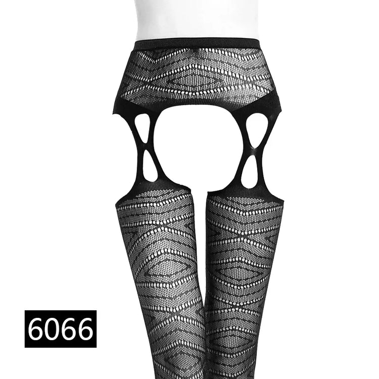 Donne Sexy Lingerie Calze Reggicalze Striscia Calze elastiche Calza a rete nera Coscia Collant velati Collant dropship