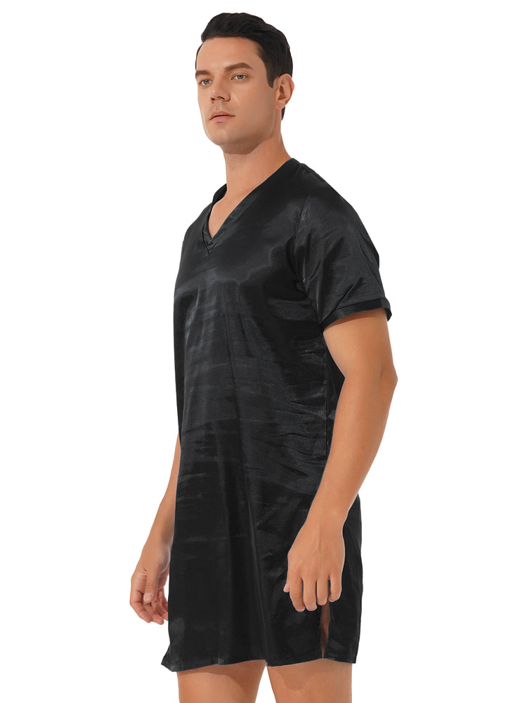 Donna uomo pigiama in raso di seta pigiameria maniche corte camicia da notte Kimono accappatoio abito da notte accappatoio camicia da notte estiva Homewear