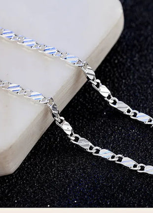 DOTEFFIL 925 Silver 16/18/20/22/24/26/28/30 Inch 2mm Charm Chain Necklace For Women Man Fashion Wedding Party Jewelry PlatiNum
