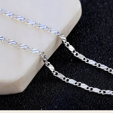 DOTEFFIL 925 Silver 16/18/20/22/24/26/28/30 Inch 2mm Charm Chain Necklace For Women Man Fashion Wedding Party Jewelry PlatiNum
