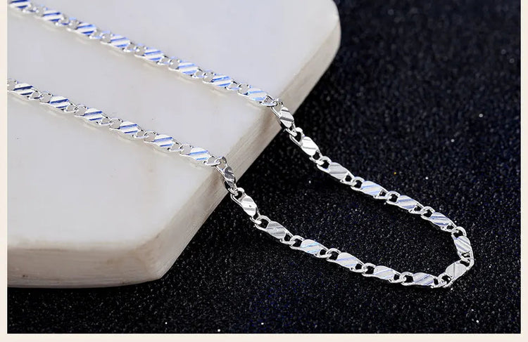 DOTEFFIL 925 Silver 16/18/20/22/24/26/28/30 Inch 2mm Charm Chain Necklace For Women Man Fashion Wedding Party Jewelry PlatiNum